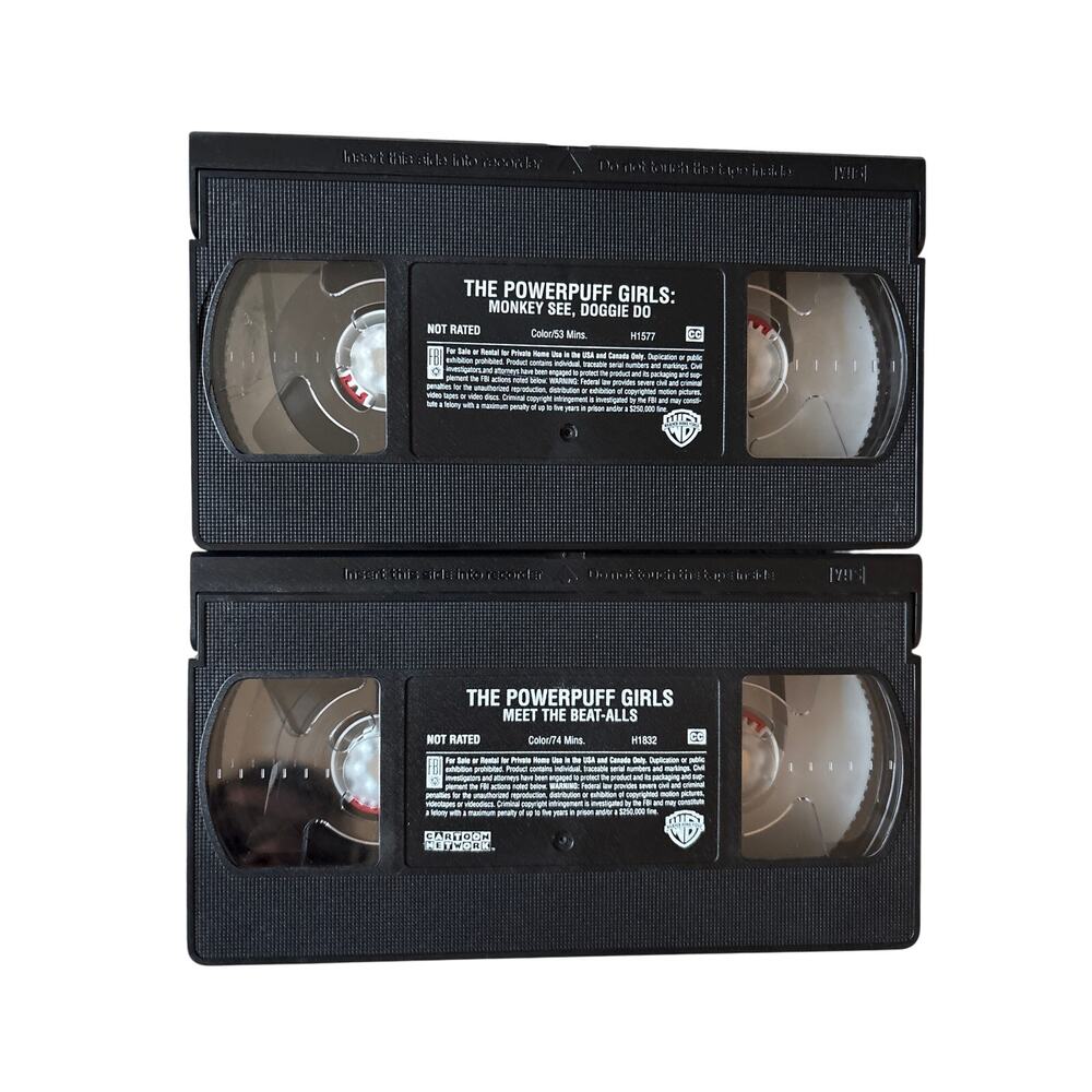 Powerpuff girls VHS 2 tape bundle meet the beat-alls/ Monkey see Cartoon Network